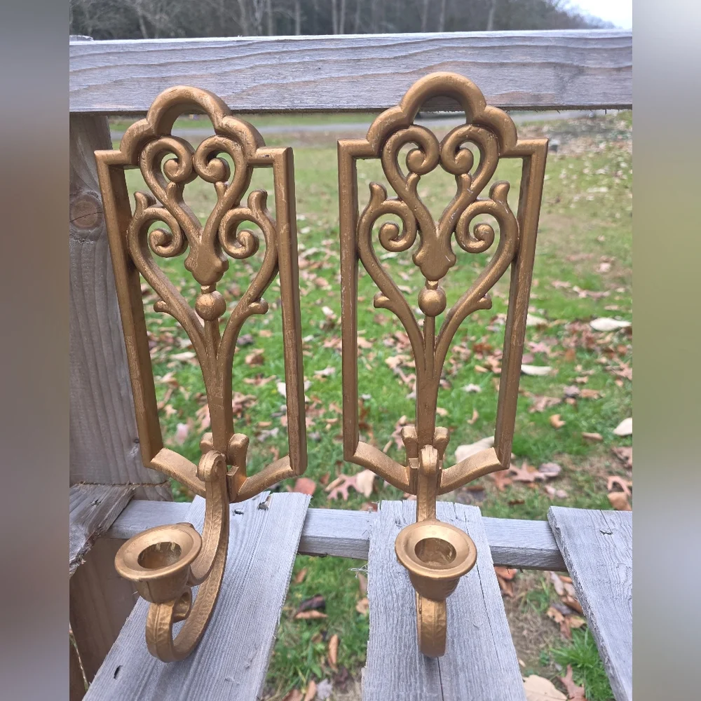 Gold Wall Sconce Candle Holders HOMCO